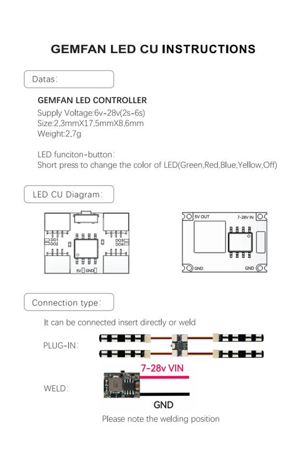 4PCS-GEMFAN-LED-08--LED-20-5V-Programmierbarer-LED-Streifen-fuumlr-Arm--CU-Controller-Modul-2-6S-fuu-2020356-4